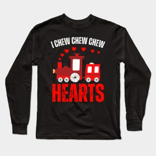 Kids valentines heart crusher train Long Sleeve T-Shirt